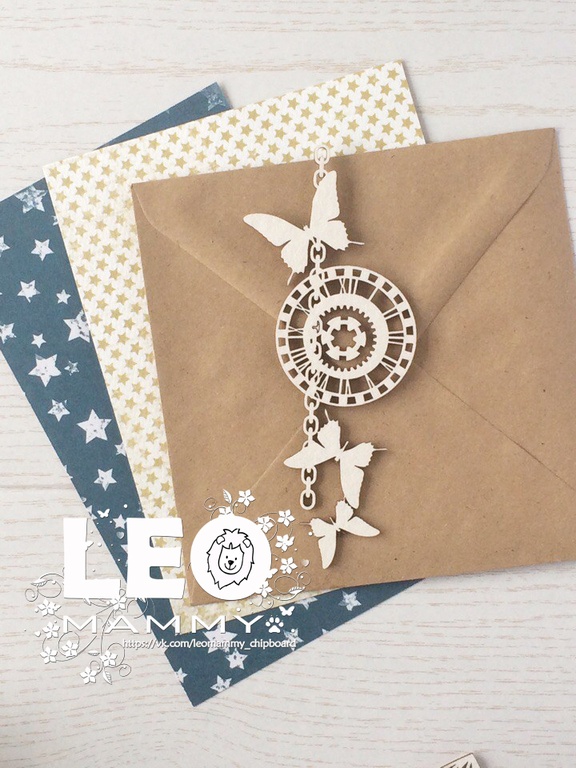 Чипборд LeoMAMMY "Часы с бабочками"