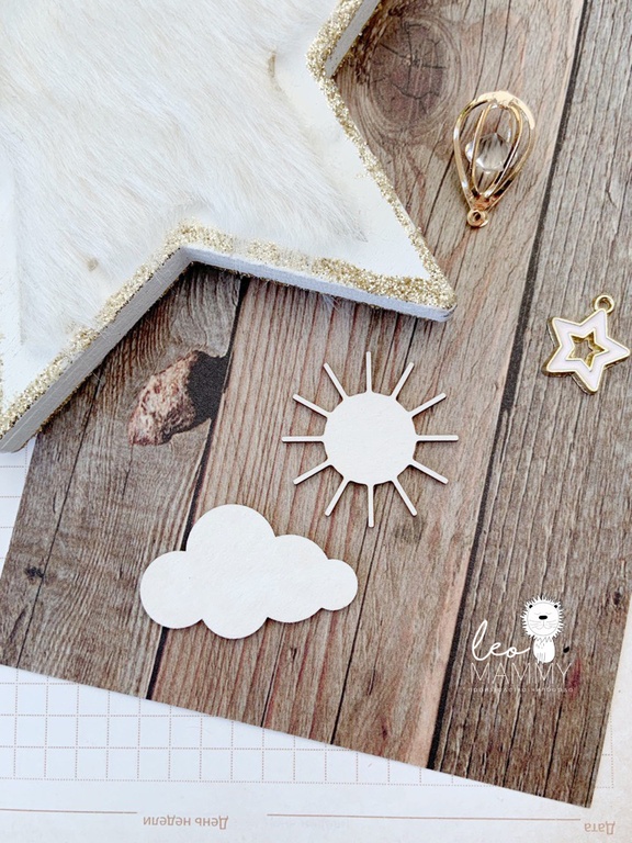 Чипборд "Солнце с тучкой"