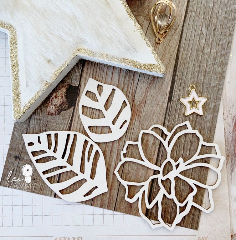 Чипборд "Набор растений", цветок и листики