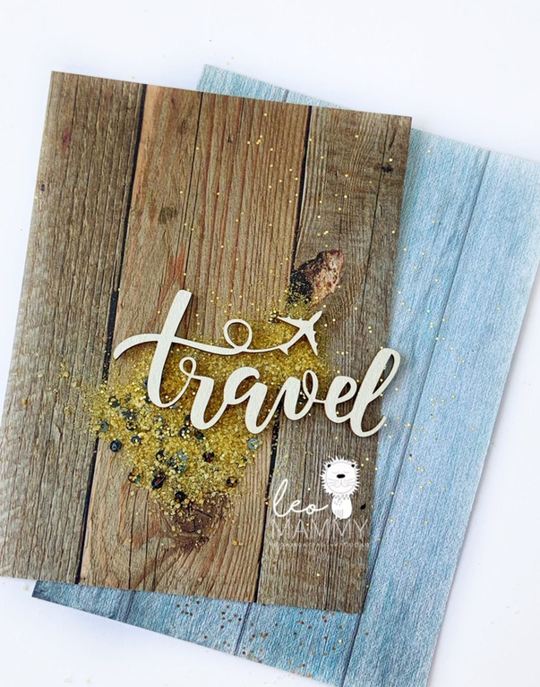 Чипборд LeoMAMMY "Надпись Travel с самолетом"