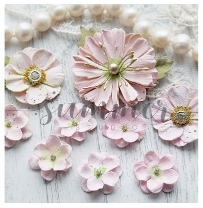Набор бумажных цветов Summer studio "Vanilla rose"