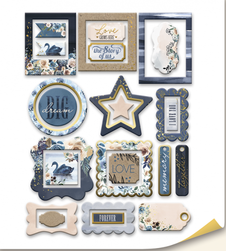 Набор картонных рамок с фольгированием ScrapМир, "Blue & Blush"