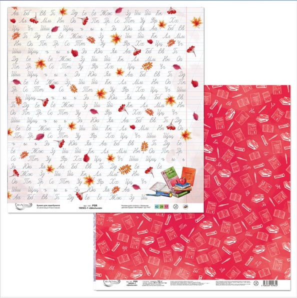 Бумага для скрапбукинга MrPainter "Школьная" (PSR-190503-1)
