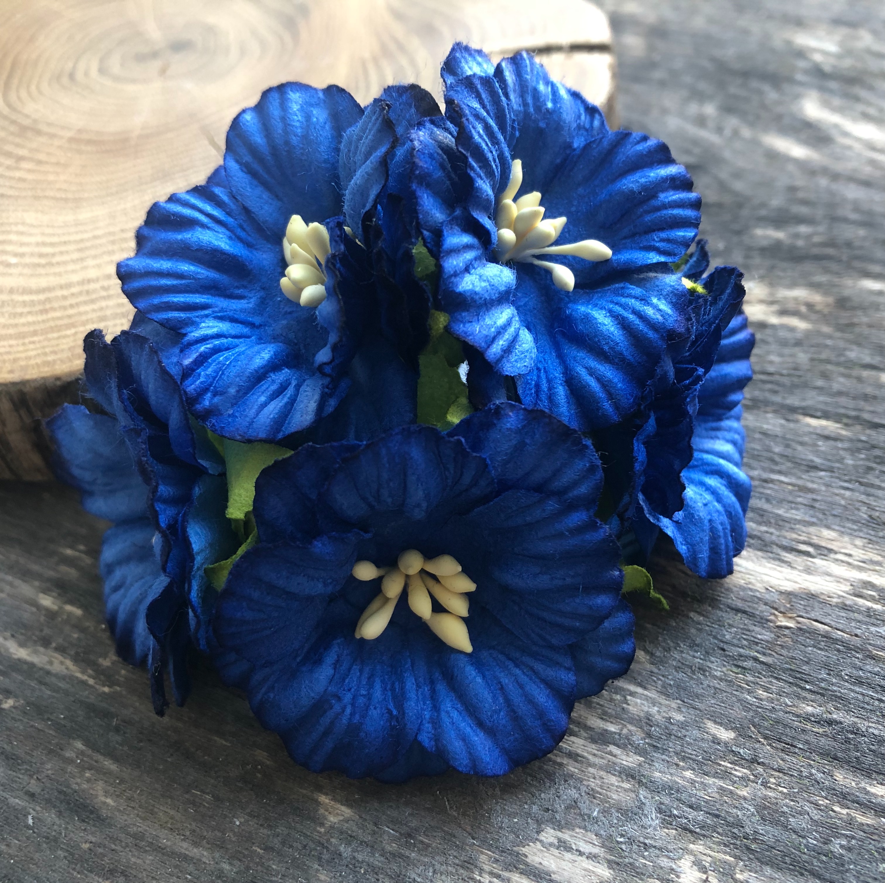 Букет вьюнков 4 см, цвет морской синий