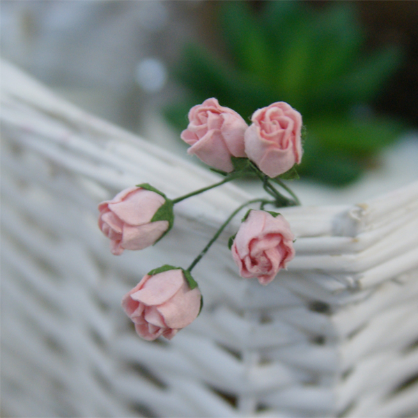 Букет мини-бутонов роз полуоткрытых, 5 штук, цвет розово-персиковый