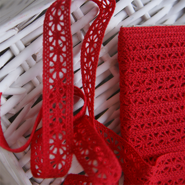 Кружево вязаное 15 мм , цвет красный(170440)