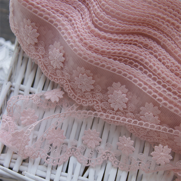 Кружево на сетке 50 мм , цвет пыльный розовый (140061)