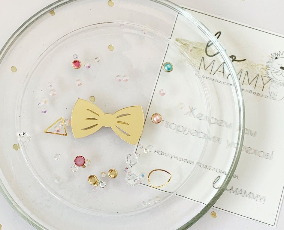 Декор из акрила "Бантик", цвет золотой