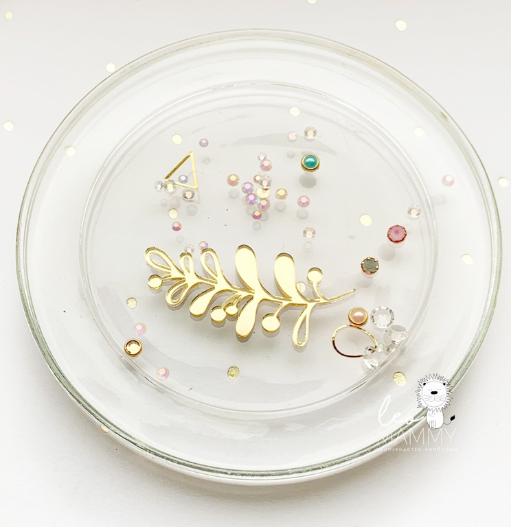 Декор из акрила "Рождественская веточка", цвет золотой