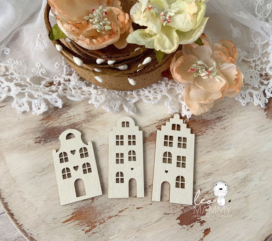 Чипборд LeoMAMMY "Маленькие домики", 3шт.