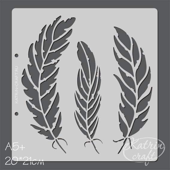 Трафарет Katrin craft 20 х 21 см "Перья 3шт"
