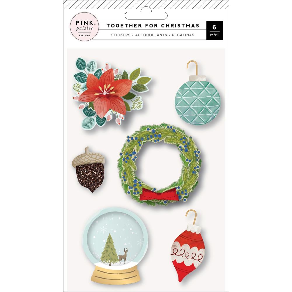 Наклейки объёмные Pink Paislee "Together For Christmas"