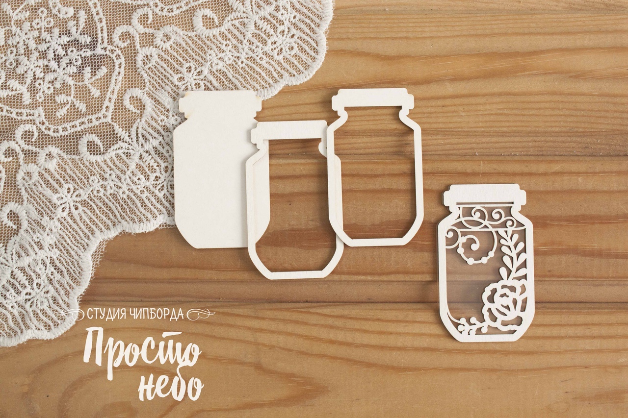 Чипборд Просто Небо. Шейкер "Банка с цветком"