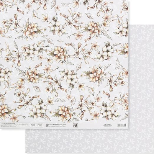 Бумага для скрапбукинга АртУзор "Нежные свадебные цветы" (ART808)
