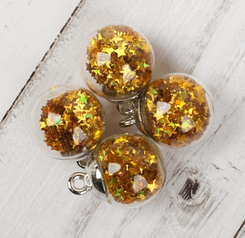 Подвеска "Колба стеклянная с золотыми звёздочками" (860)