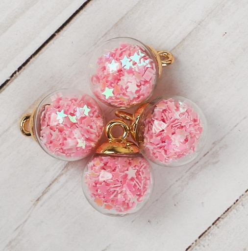 Подвеска "Колба стеклянная с розовыми звёздочками" (861)