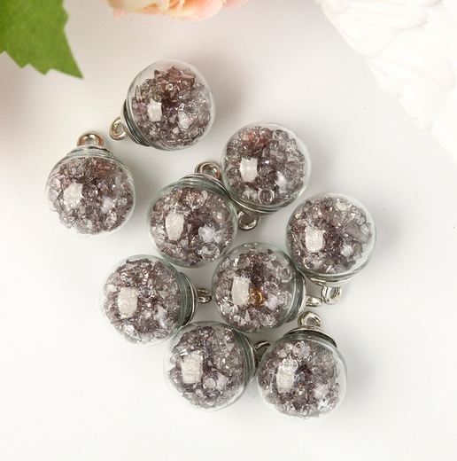 Подвеска "Колба стеклянная с серыми стразами" (870)