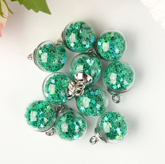 Подвеска "Колба стеклянная с изумрудными звёздочками" (871)