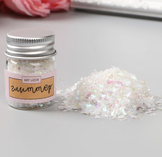 Глиттер в баночке "Белые хлопья", цвет белый перламутр