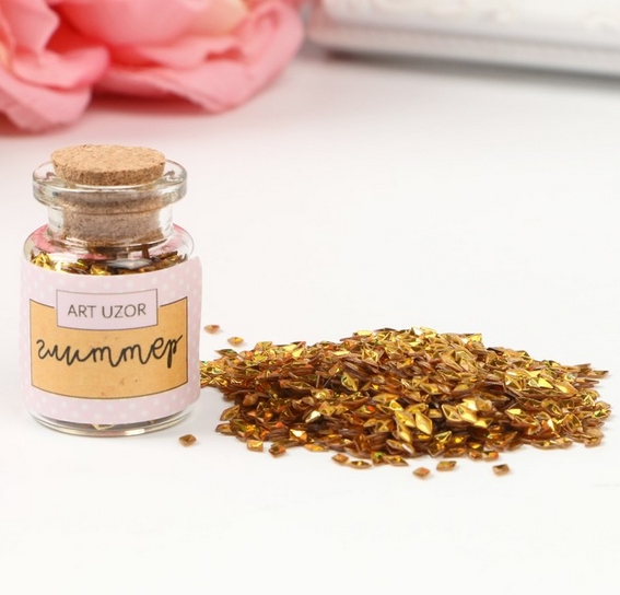 Глиттер в баночке "Ромбики", цвет золото