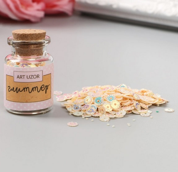 Глиттер в баночке "Мини-пайетка", цвет кремовый перламутр
