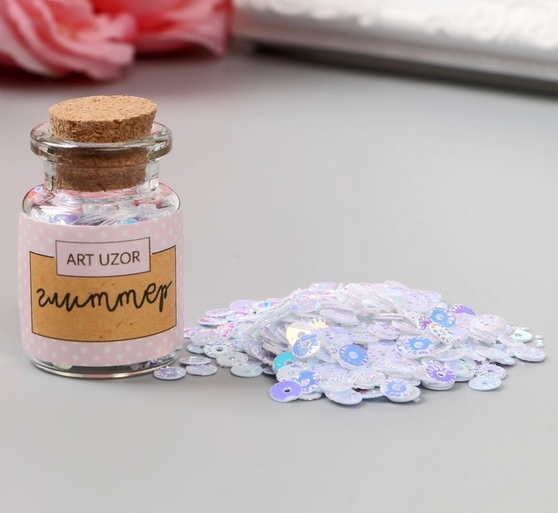 Глиттер в баночке "Мини-пайетка", цвет белый перламутр