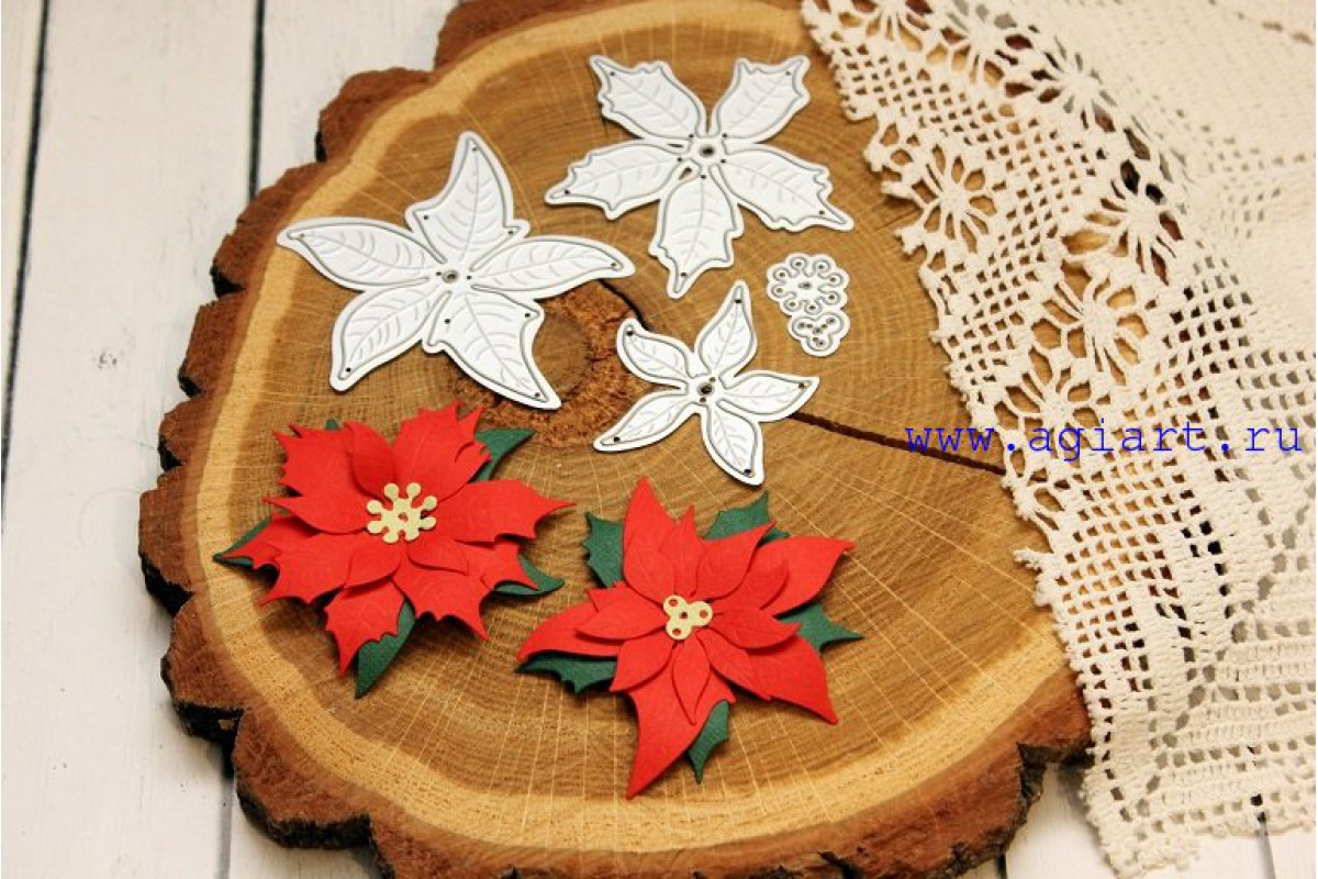 Нож для вырубки Agiart "Пуансеттия большой набор"