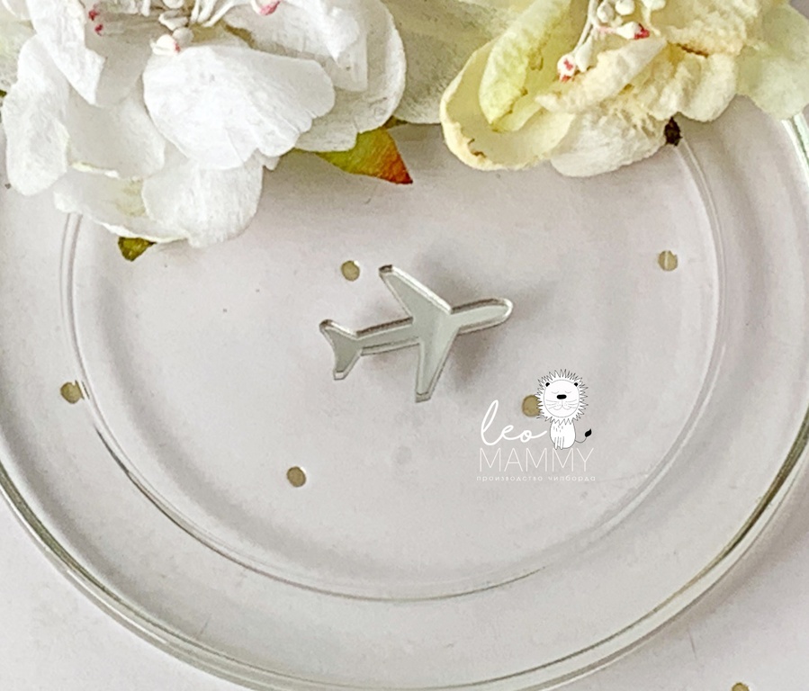 Декор из акрила "Самолётик", цвет серебряный