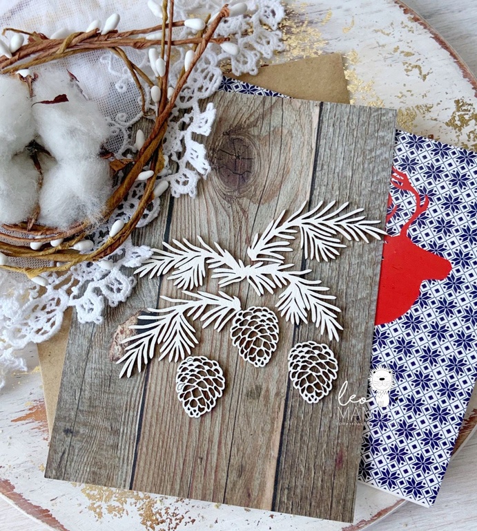 Чипборд LeoMAMMY "Набор сосновых веточек с шишками"