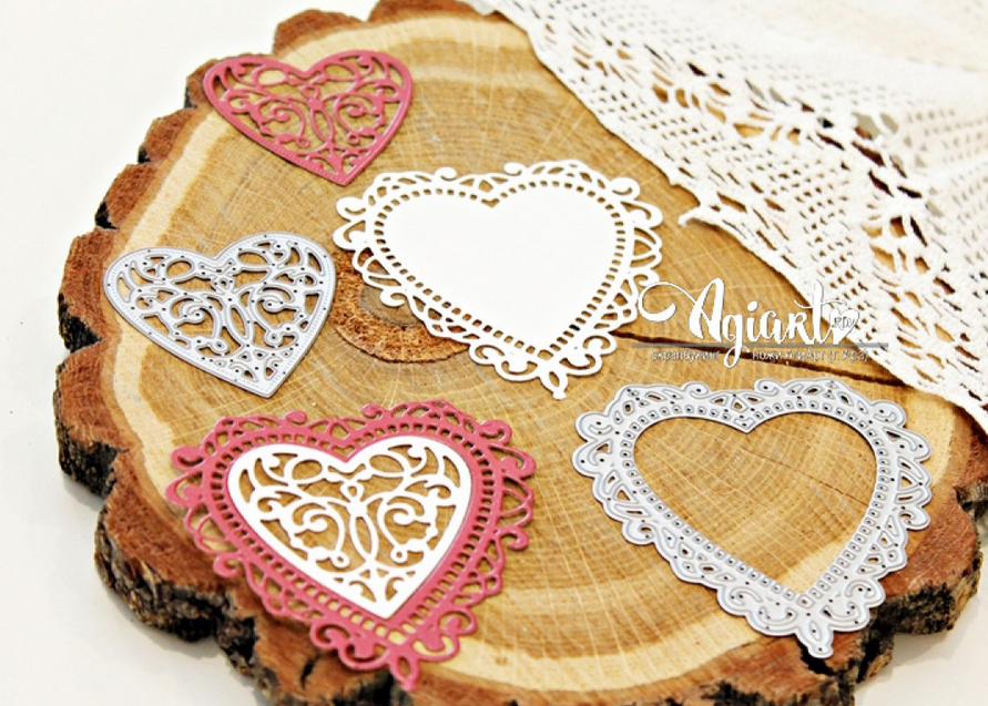 Нож для вырубки Agiart набор "Кружевные сердца"