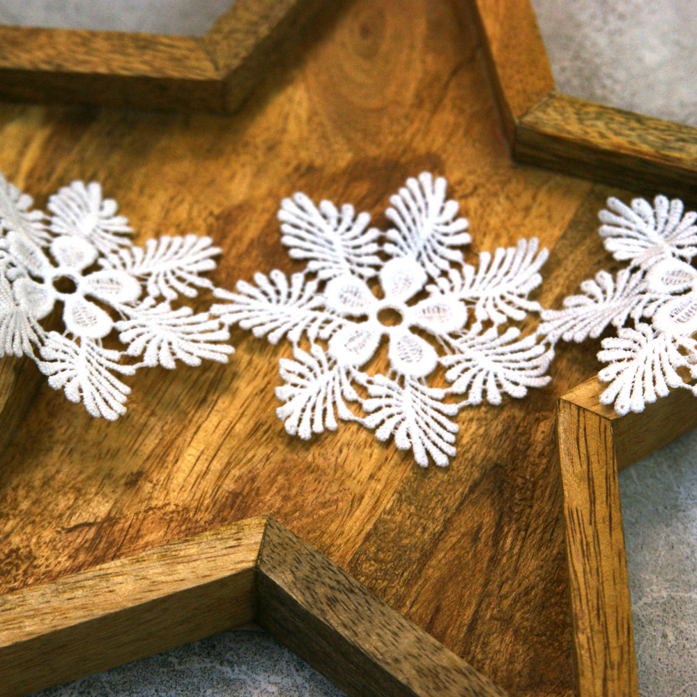 Кружево 7 см "Снежинки" (266471), цвет белый, 50 см