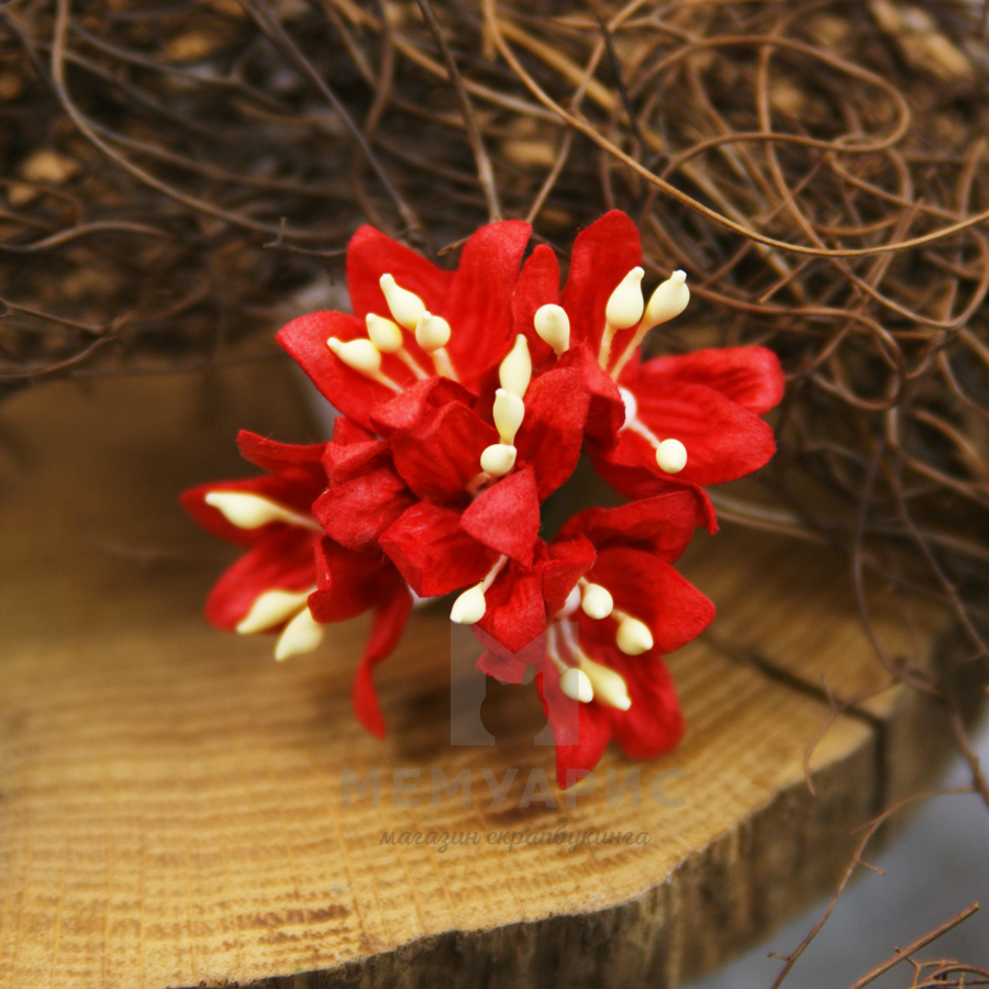 Букет маленьких лилий 2 см, цвет красный