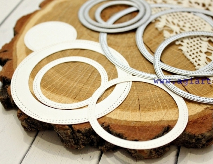 Нож для вырубки Agiart "Круги с изогнутой прострочкой"