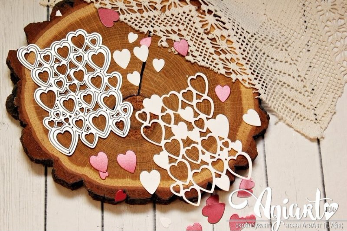 Нож для вырубки Agiart "Сердечки фоновый"
