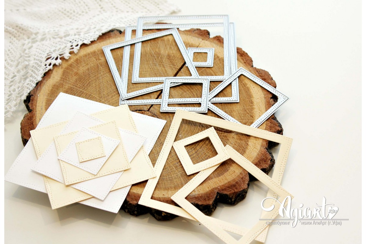Нож для вырубки Agiart "Квадраты с изогнутой прострочкой"