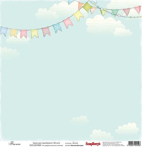Односторонняя бумага Scrapberrys "Флажки " (SB140)