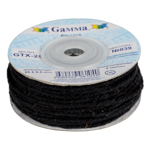 Шнур двойной 2 мм Gamma, Цвет черный/черный
