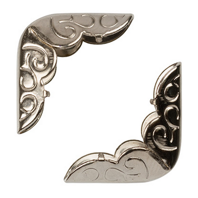 Уголки металлические для альбома 15 мм с рисунком, 4 штуки, цвет серебро