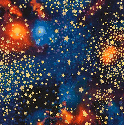 Ткань лоскутная 50 х 55см "Stargazers",золотые звёзды в космосе