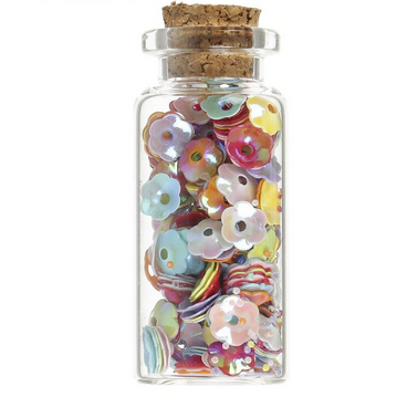 Пайетки в баночке "Цветы объёмные", пастельные оттенки