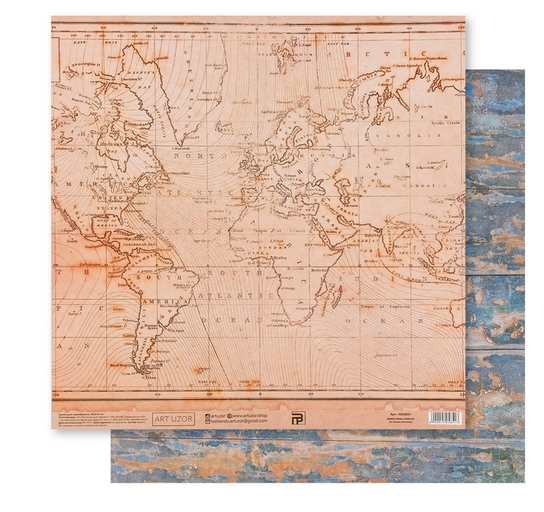 Бумага для скрапбукинга АртУзор "Винтажная карта" (ART813-1)