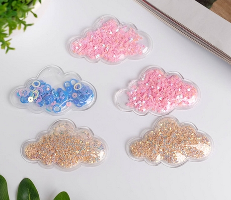 Набор украшений-шейкеров "Облачка с глиттером", 5 шт