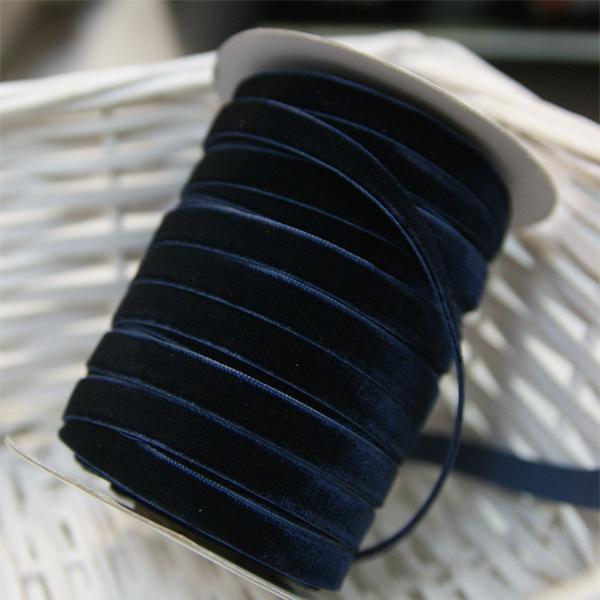 Лента бархатная 10 мм. Цвет тёмно-синий