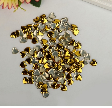 Набор декоративных сердечек 8мм 230 штук, цвет золотой