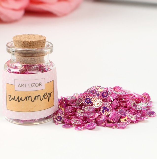 Глиттер в баночке "Мини-пайетка", цвет розовый перламутр