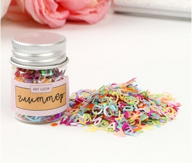 Глиттер в баночке "Буковки", цвет пастельный микс