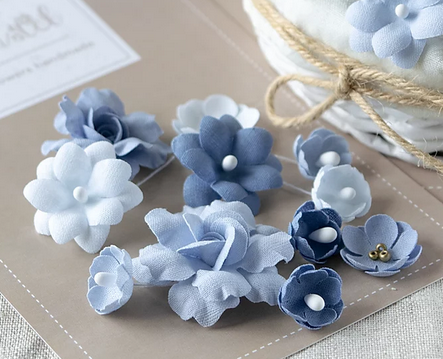 Набор тканевых цветов Pastel Flowers "Синий микс"