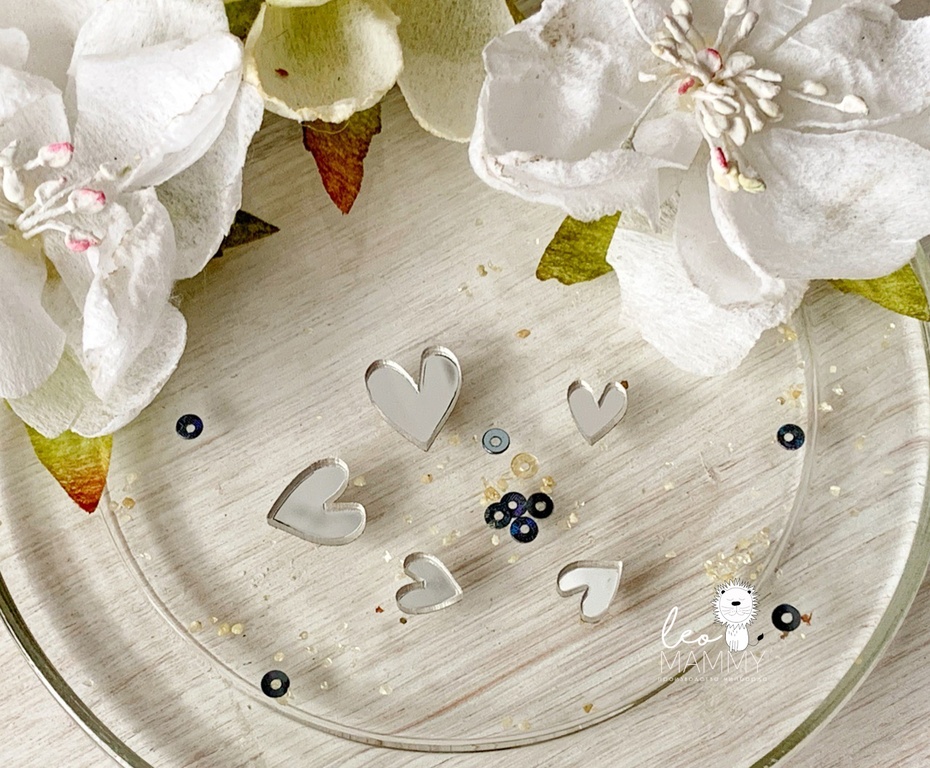 Декор из акрила "Набор сердечек", цвет серебряный