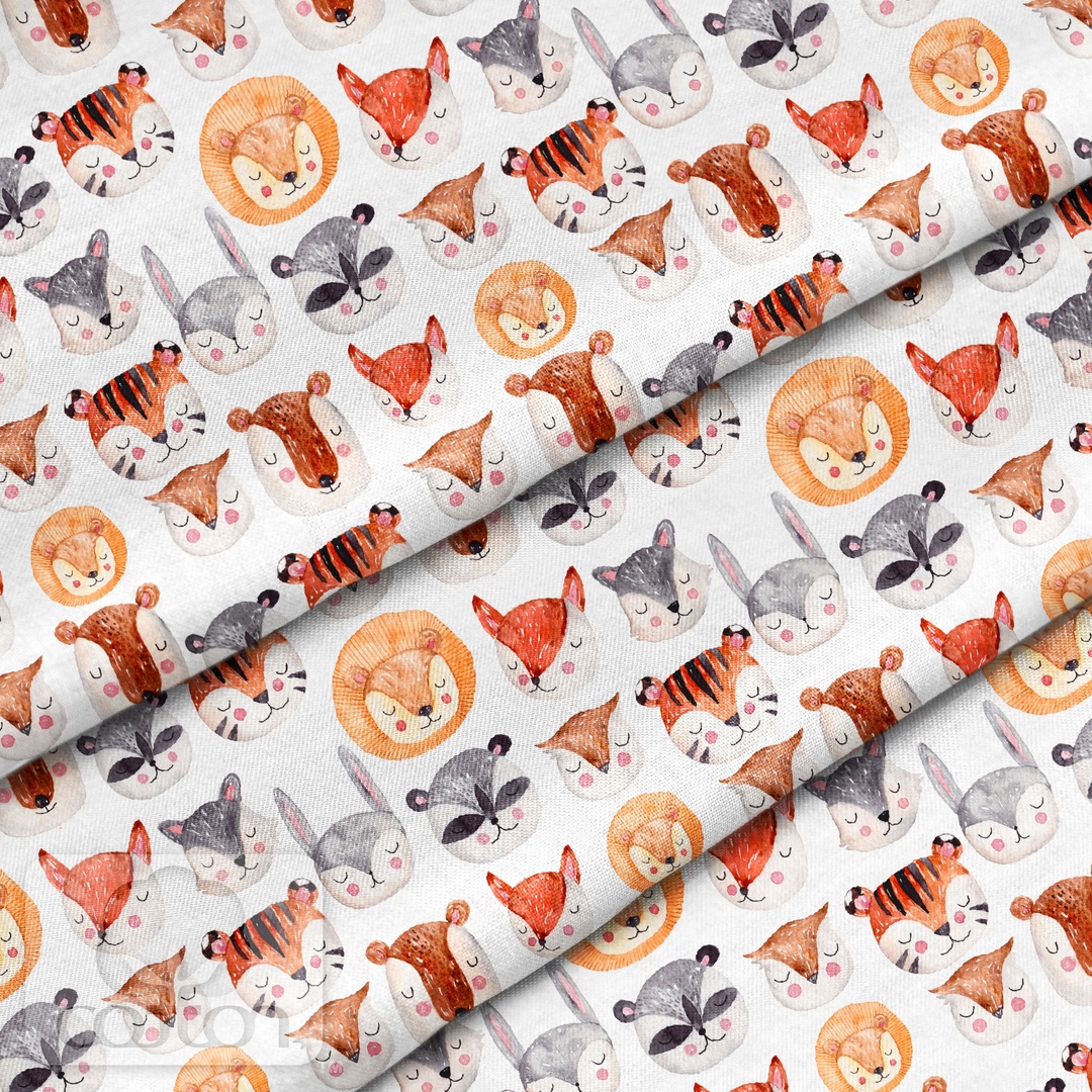 Отрез ткани 100 % хлопок-премиум, 80 х 50 см, зоопарк