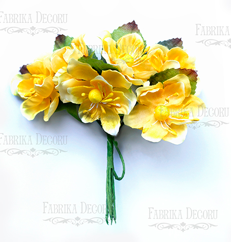Букет тканевых цветов персика Фабрика Декора, цвет жёлтый